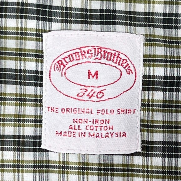 Brooks Brothers Casual Shirt Non-Iron 346 Green Plaid Long-Sleeve Button-Down - Picture 4 of 11
